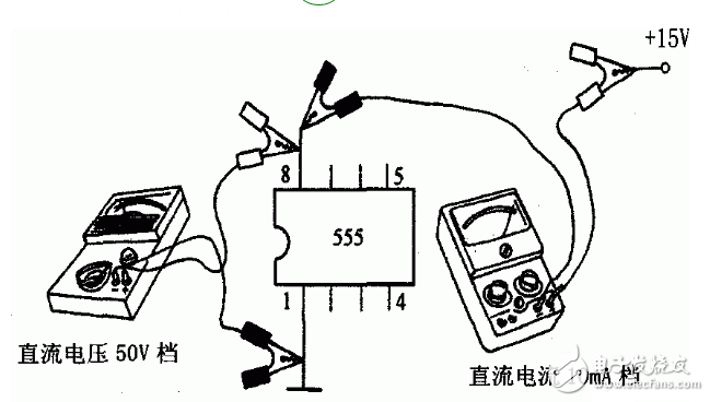 555内部电路结构与万用表测试555芯片的性能