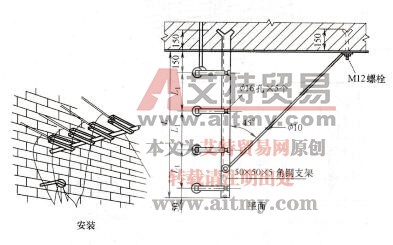 图2-8平行墙面的四线接户线