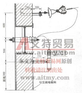 图4-18 10kV引入线穿墙做法