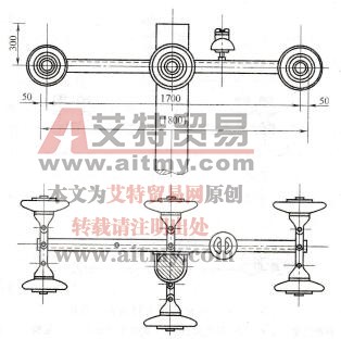 图1-65 10kV耐张杆组装示意图（30°～45°转角）