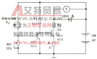 湿敏电阻器检测电路示意图