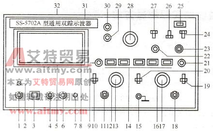 SS-5702A型通用双踪示波器外形图