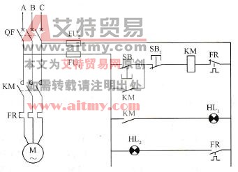 鼠笼电机的启停控制电路与主电路图