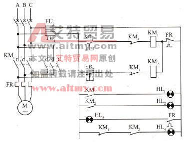 电机的正/反向点动控制电路和主电路图