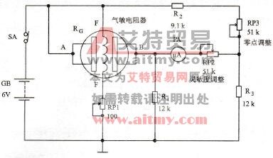 气敏电阻器检测电路示意图