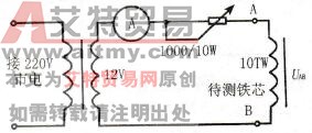 用电流表调整电流法确定变压器铁芯每伏匝数的方法电路