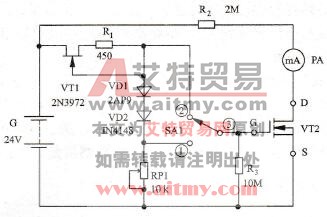 采用电流表测量场效应晶体管跨导的电路