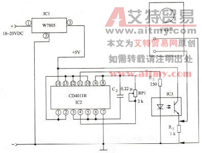 用示波器测量光电耦合器脉冲上升和下降时间电路