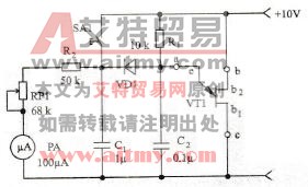 测量单结晶体管分压比的电路
