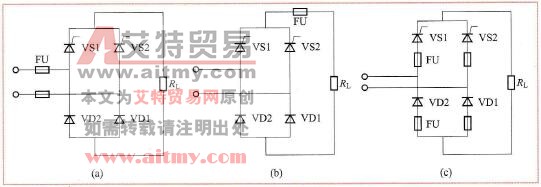 熔断器用作晶闸管过电流保护的3种连接方式