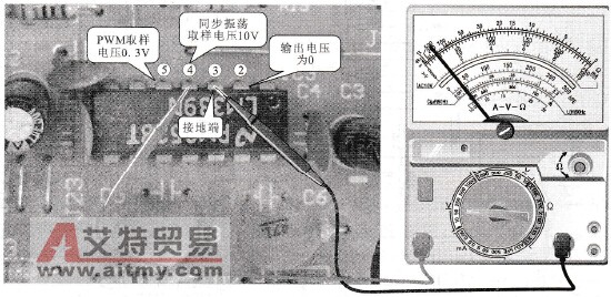 LM339-IC3A的④脚反相输入端电压的检测