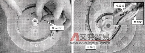 装入轴杆后安装电源线