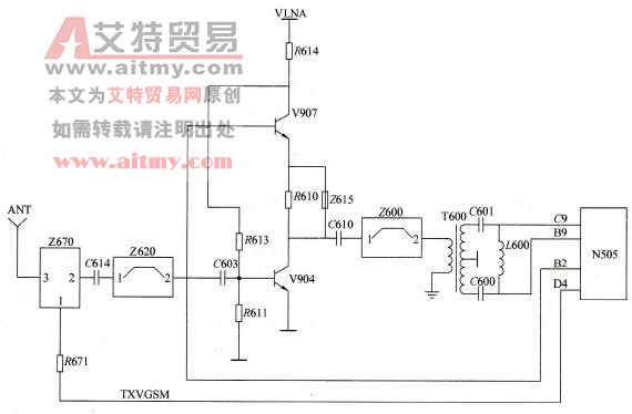 诺基亚系列8850/8210型手机900MHz接收高放电路