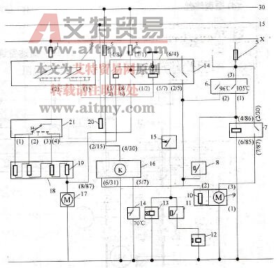 捷达轿车空调系统电路和主要电气元件