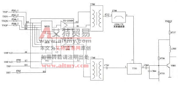 诺基亚系列8850/8210型手机射频发射调制电路图