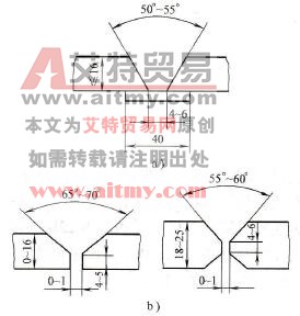 焊接坡口形式及尺寸