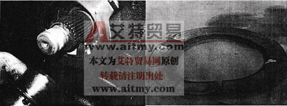 输出轴法兰漏油部位和破损了的止推垫