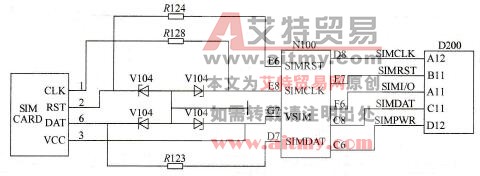 诺基亚系列8850/8210型手机SIM卡电路图
