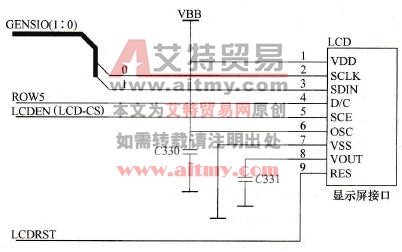 诺基亚系列8850/8210型手机显示屏接口电路图