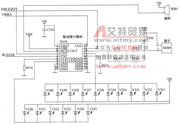 诺基亚系列8850/8210型手机驱动接口模块电路图