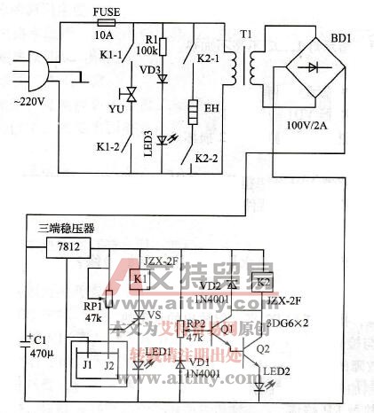 全自动热水器电路原理参考图