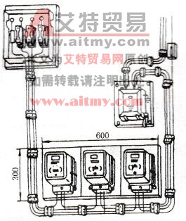 三只单相电能表“一”字形装置电能表表板安装方式示意图