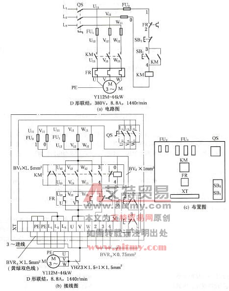 电动机单向启动控制线路图