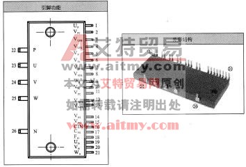 图5-63变频模块的引脚功能及外部结构