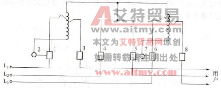 DS8型380V、5～10A、25A直接接入式三相三线制电度表的接线
