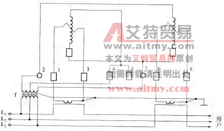 DX8型100V、5A万用互感式三相三线60°无功电度表的接线