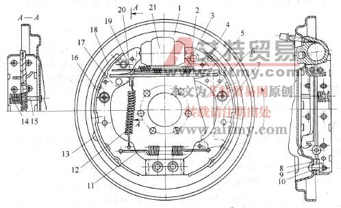桑塔纳轿车左后制动器总成