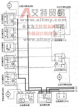 电动车门窗玻璃升降器的电路