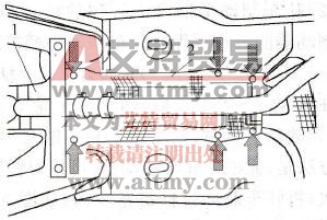 桑塔纳2000系列轿车驻车制动器拉索的拆卸