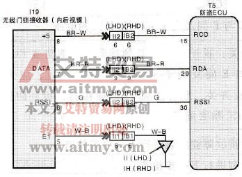 无线门锁接收器（内后视镜）电路图