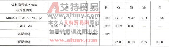焊丝及焊缝化学成分