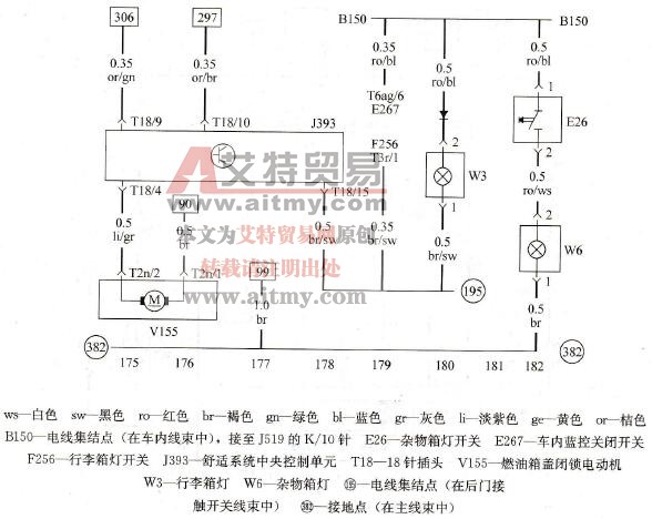 杂物箱灯电路