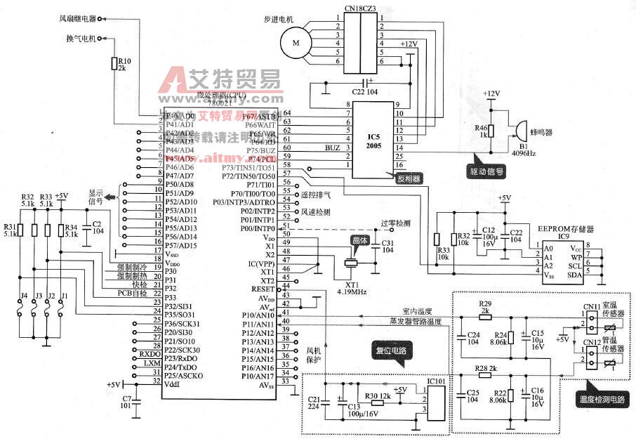 美的KFR-26 (33) GW/CBPY变频空调器的室内机控制电路原理图