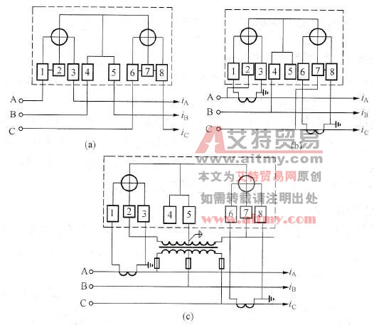 三相三线有功电能表测量三相有功电能的接线