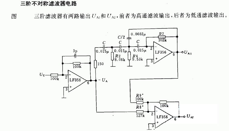 频率为1KHZ的四级电信滤波器电路