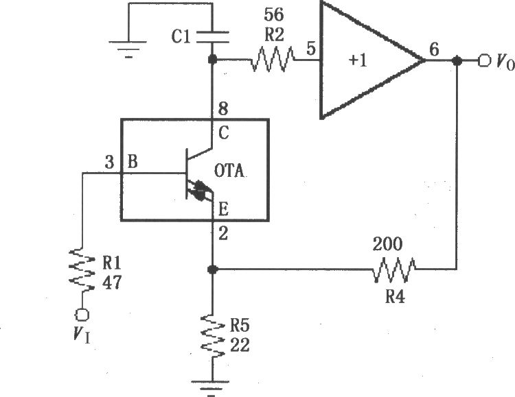 宽带跨导型运算放大和缓冲器OPA660的电流反馈放大电路