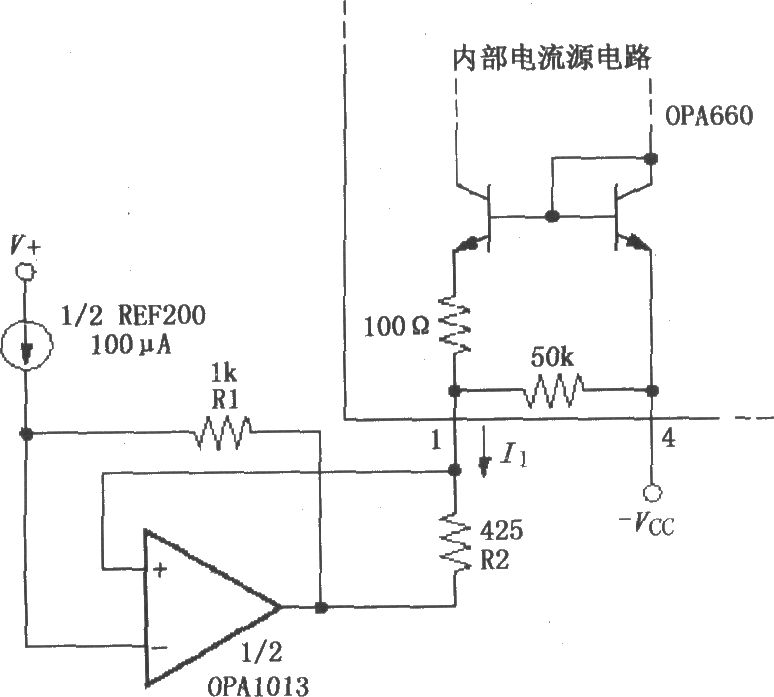 设置宽带跨导型运算放大和缓冲器OPA660静态电流