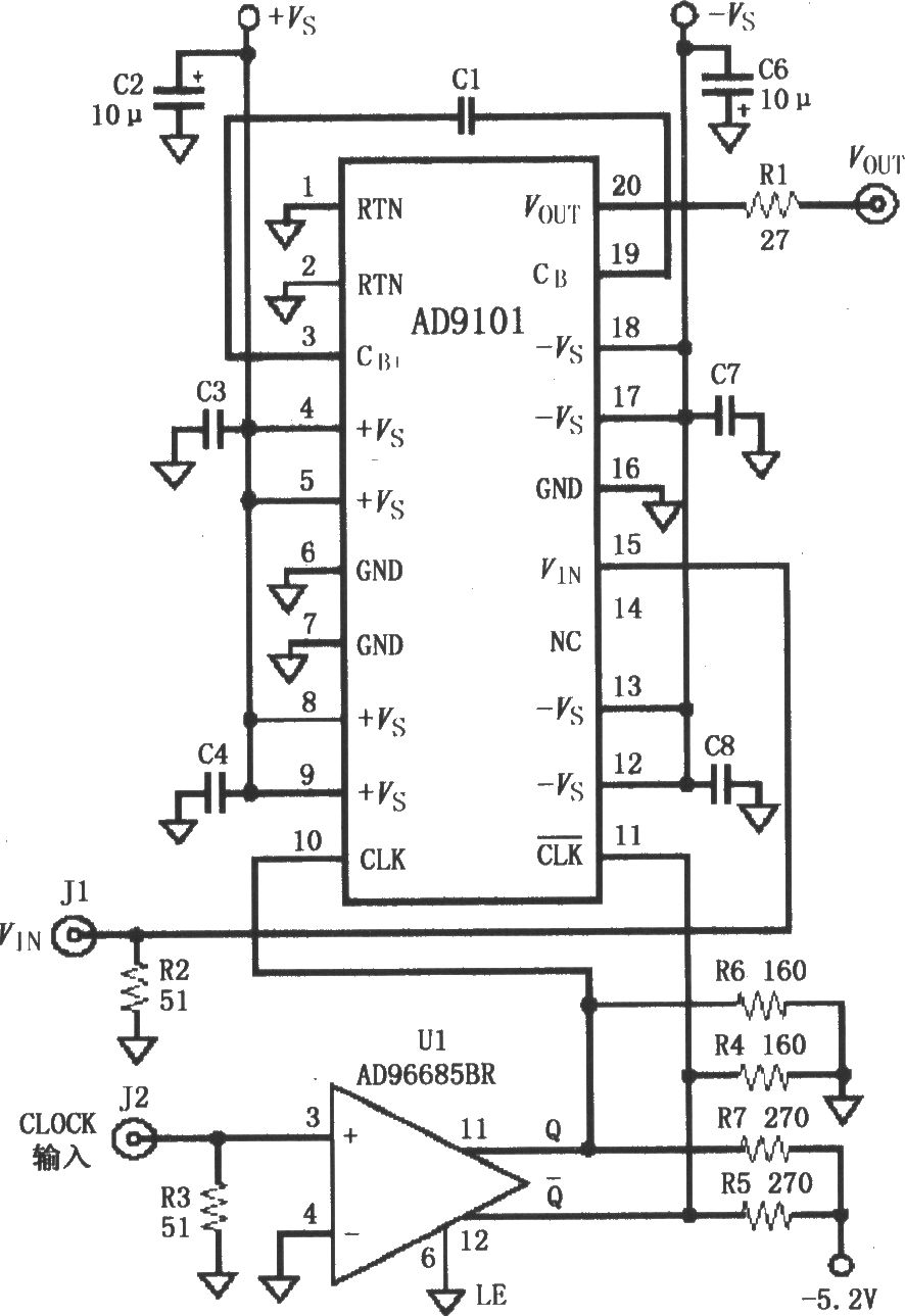 采样保持放大器AD9101的基本连接电路