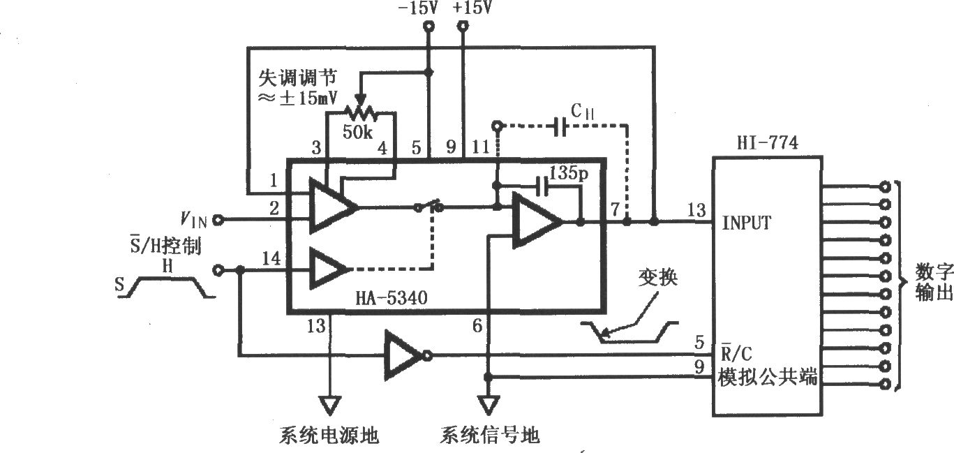 HA-5340的同相单位增益模式基本连接电路