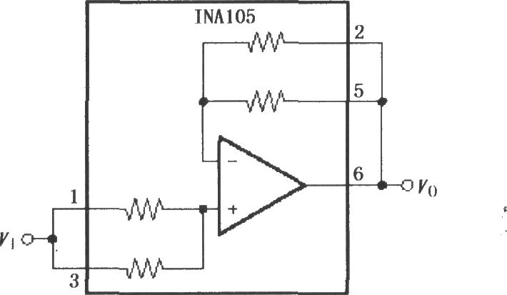 INA105精密单位增益缓冲电路