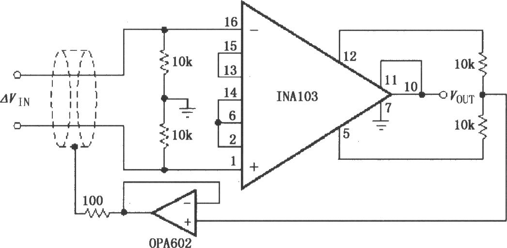 具有屏蔽层驱动的仪表放大器(INA103)