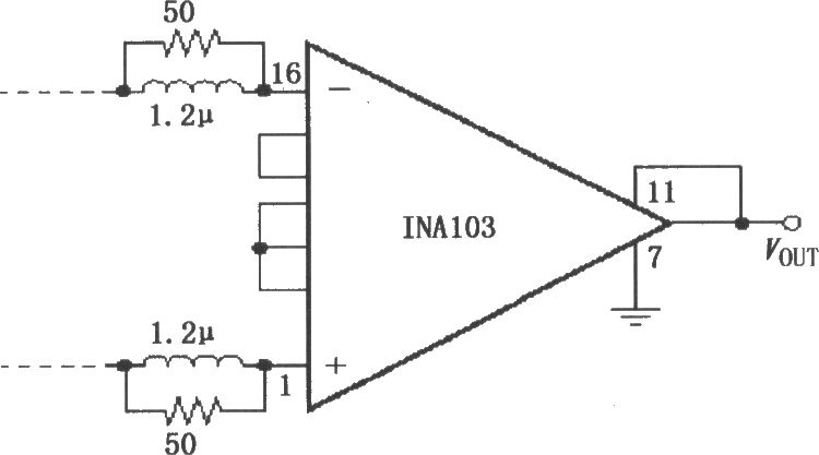 INA103构成的使放大器稳定工作的输入网络