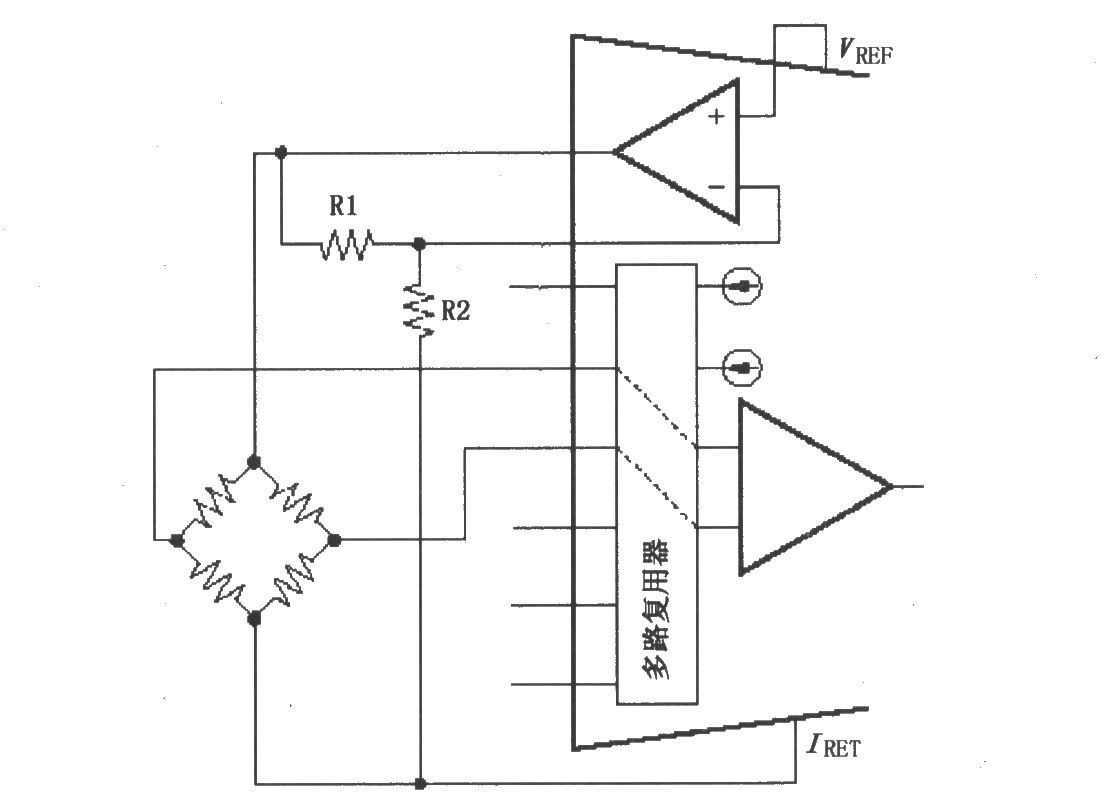 XTR108由VREF驱动激励的电桥电路