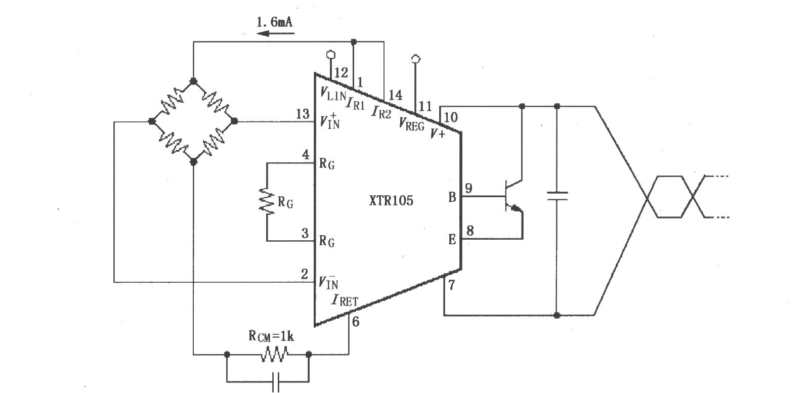 电桥输入、电流激励电路(XTR105)