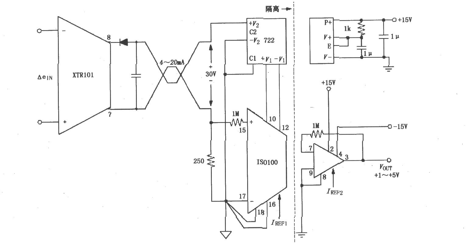 隔离式两线电流环电路(XTR101、ISO100)