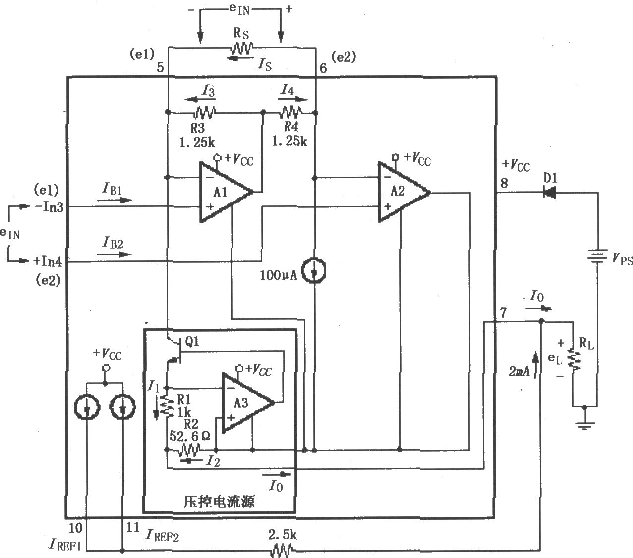 XTR101基本电源和信号连接电路